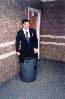 Elder Cheney, the class clown, in a trash can