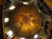 The interior of a room in the Aachen cathedral, shot looking straight up.