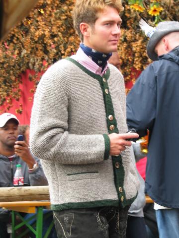 Another traditional Bavarian outfit at Oktoberfest.  This sweater is a look that Pat really likes; I may still wind up with one myself.