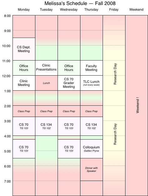 Schedule for Fall 2008 Semester