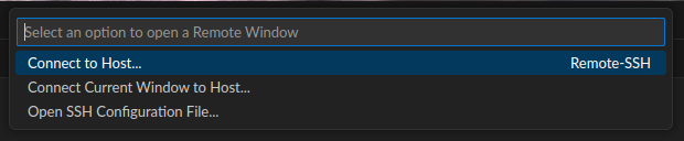 VS Code ssh menu