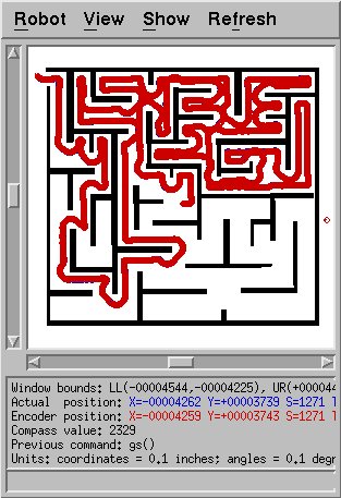 Sample run showing robot escaping from a maze