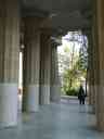 Pat photographs the very odd columns that support part of the plaza at Parc Guell.