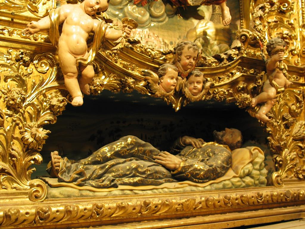 Detail of the Capella [chapel] (1704-1708) and Retaule [altarpiece] (1709-1718) de la Purssima Concepci [of the Immaculate Conception], by Paul Costa, in the Girona cathedral.