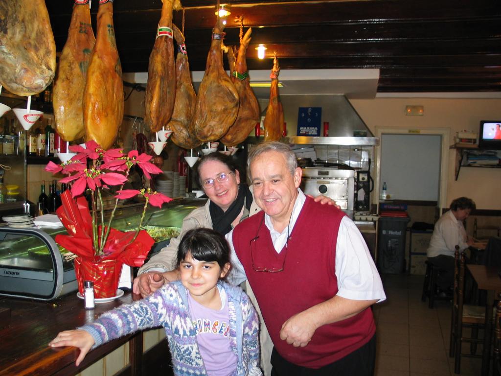 Xandie, Pat, and our host at the little hole-in-the-wall tapas restaurant where we had our best Spanish meal.