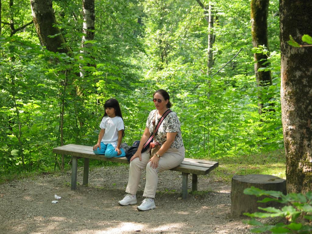 Pat and Xandie take a break while walking up to see Neuschwanstein
castle.