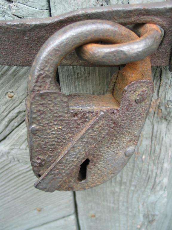 A very old (and large -- the size of two fists!) lock on a Rothenburg door.