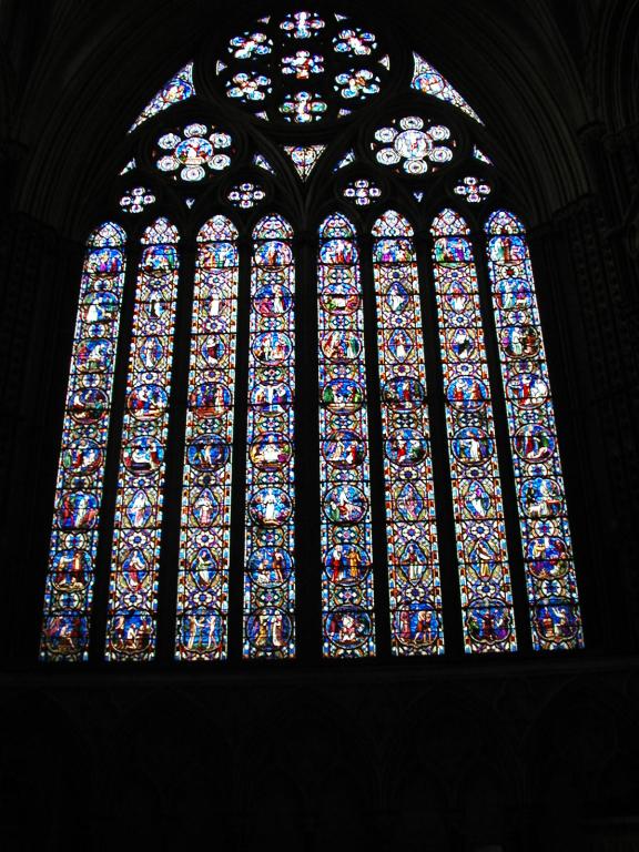 A stained glass window in Lincoln Cathedral.  Photo by Xandie.