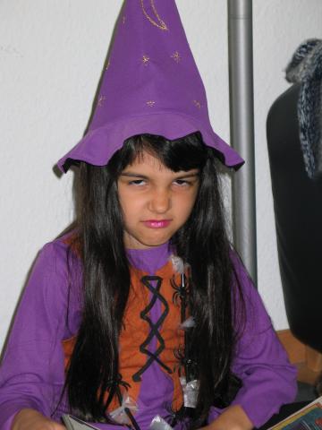 Xandie the evil witch making her meanest face.