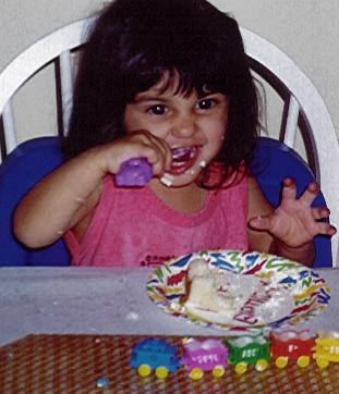 Eating birthday cake