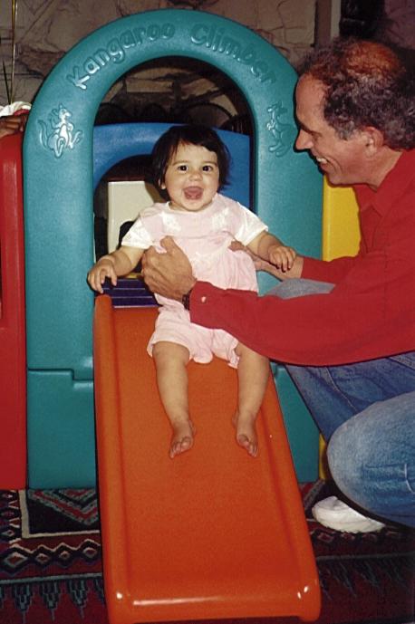 Dad helps learn about slides