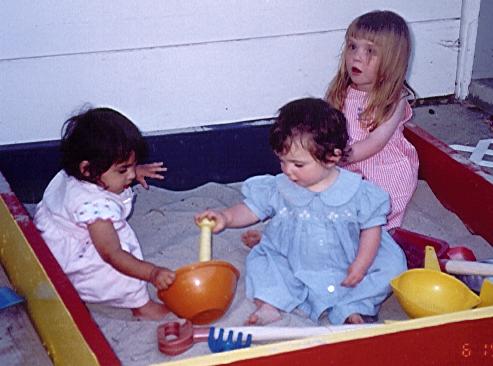 In the sandbox with Olivia and Hannah Bozman