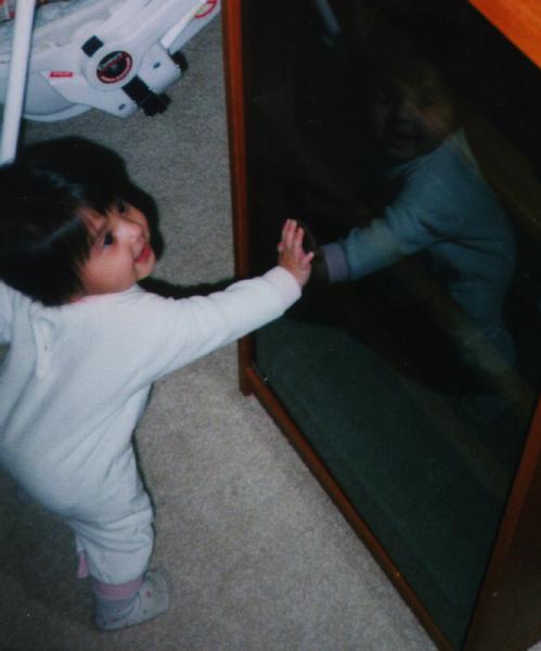 With the baby in the stereo