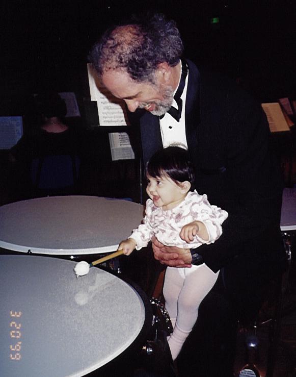 Playing Dad's tympani