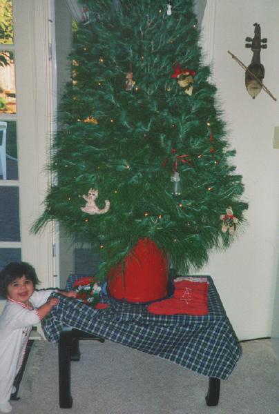 Pulling on the Christmas tree