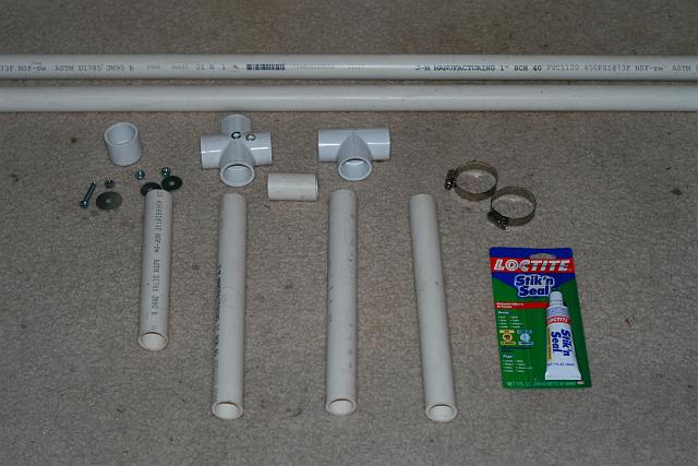Cut parts
needed for a single light stand