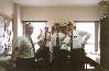 Elder Stewart, Hermana Stewart, Elder Larsen, Elder Lima, Elder Petersen and myself -- six months of mission office staff -- ham it up