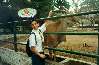 Elder Biehl says *smile* as he poses with a gnu at the La Plata zoo