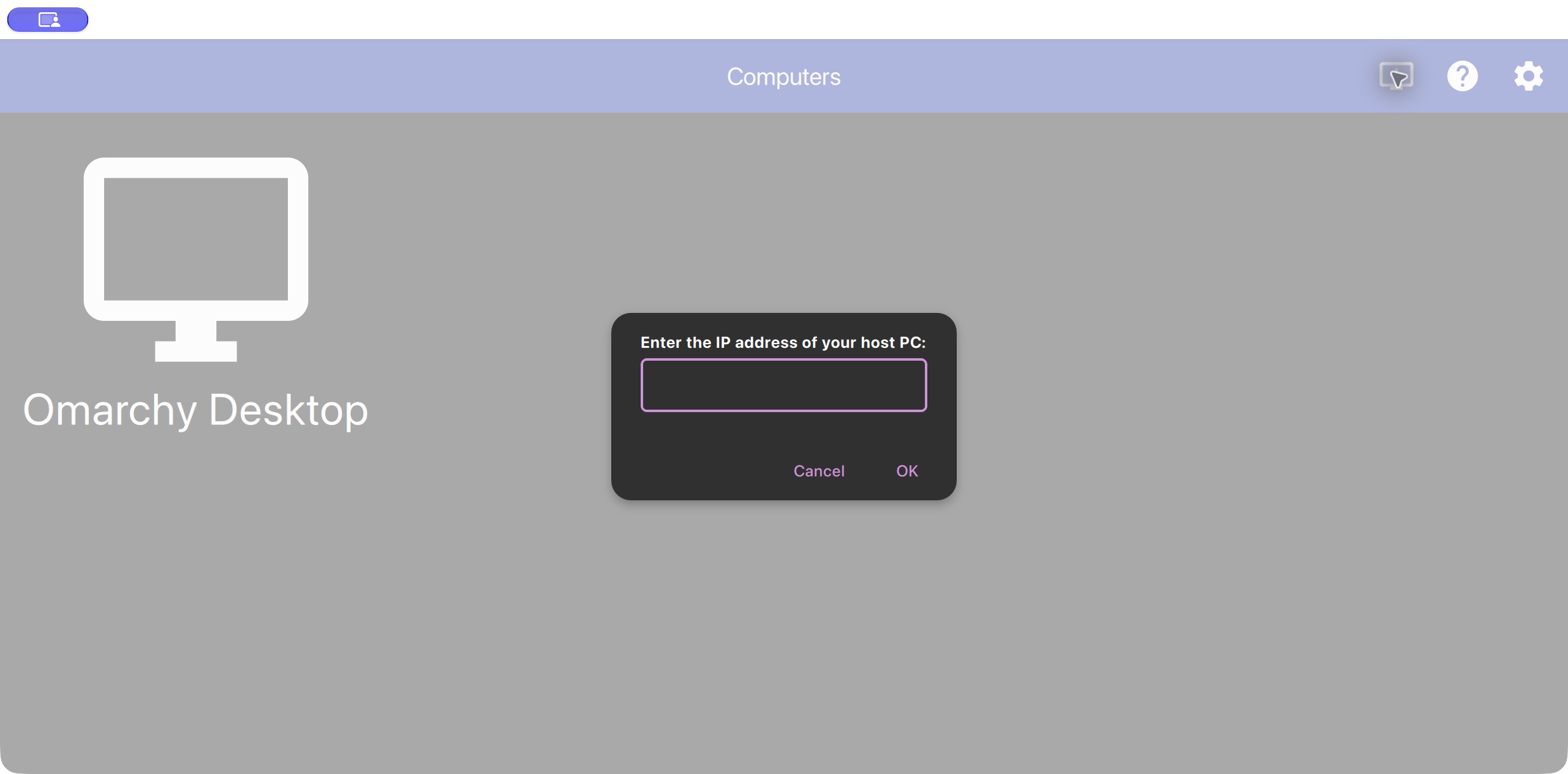 Moonlight add-computer dialog with an empty IP address field