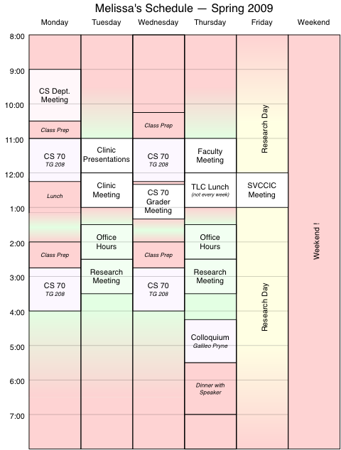 Schedule for Spring 2009 Semester