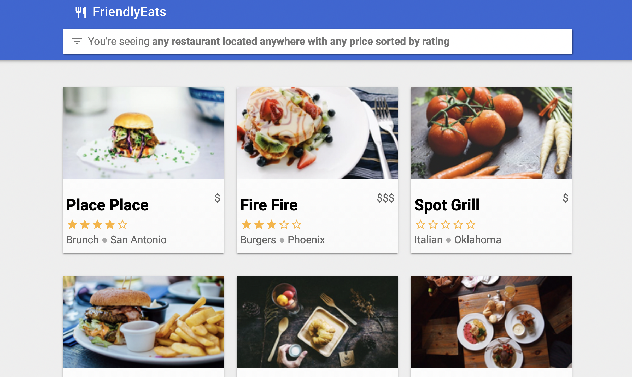picture of Friendly Eats Yelp clone